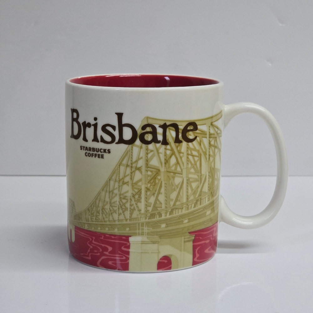 Starbucks Brisbane Global Icon Series Coffee Mug 16oz Red Cream Australia 2011